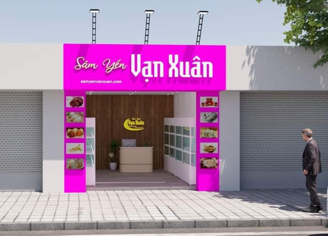 bảng hiệu màu hồng Sâm Yến Xào